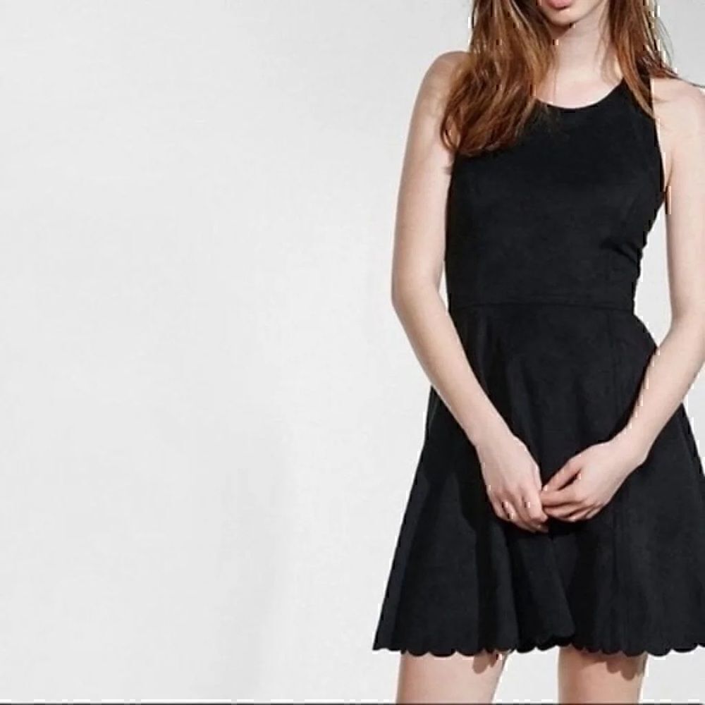 Express Suede Fit and Flare Dress